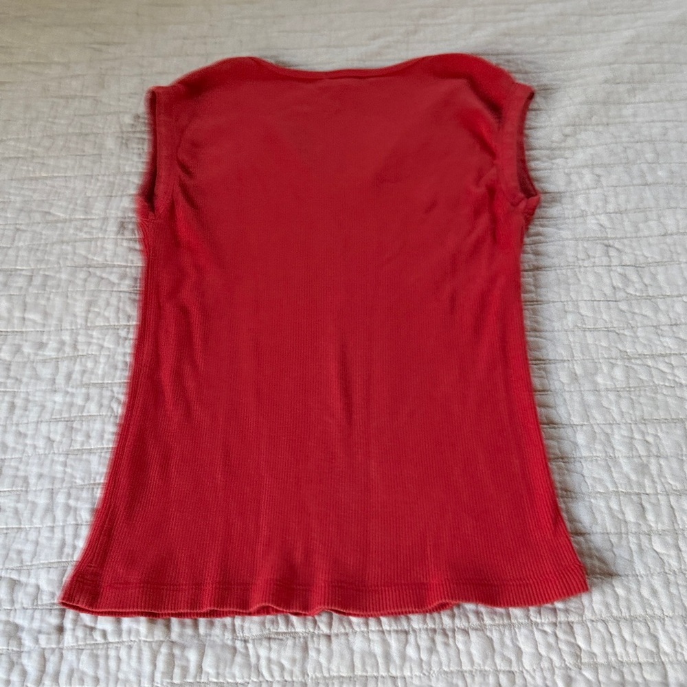 J. Crew Red Ribbed V-Neck Tank - Picture 3 of 6